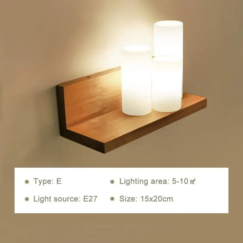 Minimalist led wooden wall lamps for bedroom with pull chain switch