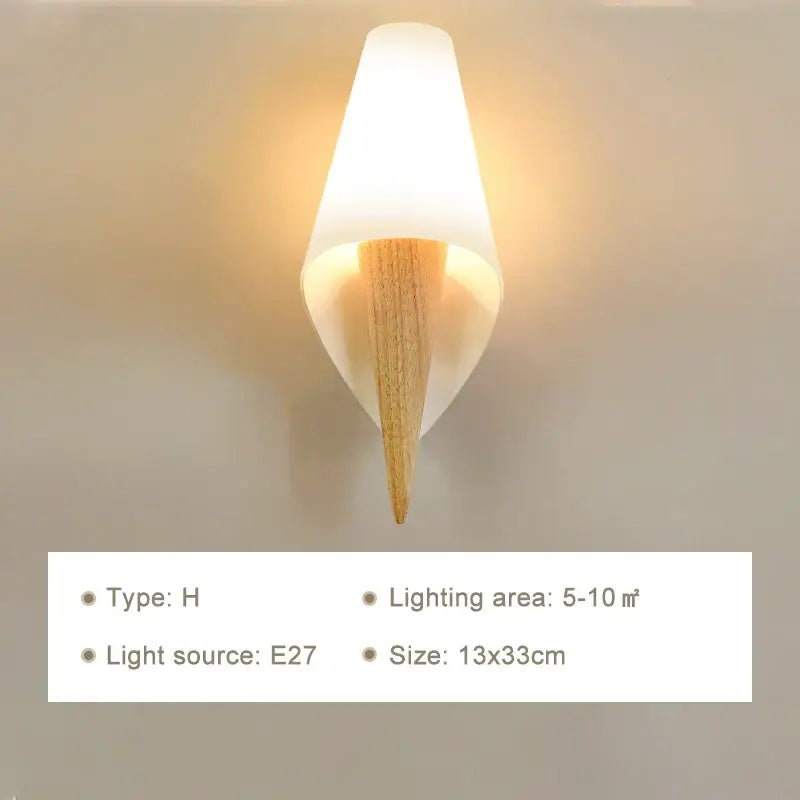 Minimalist led wooden wall lamps for bedroom with pull chain switch