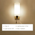 Minimalist led wooden wall lamps for bedroom with pull chain switch