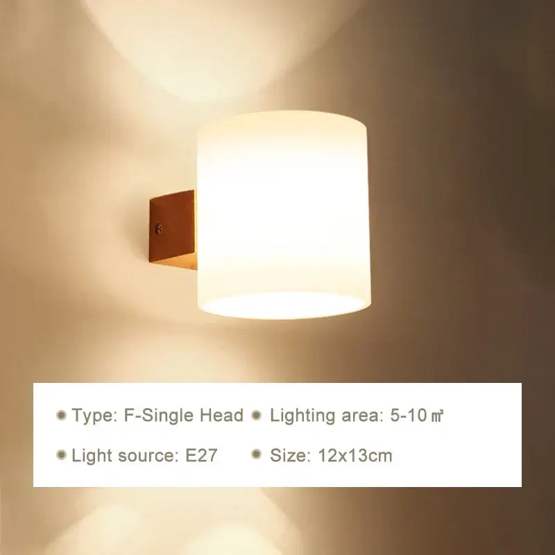 Minimalist led wooden wall lamps for bedroom with pull chain switch