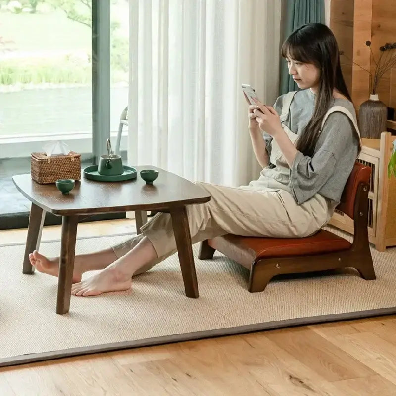 Minimalist light gray legless tatami chair living room meditation seat