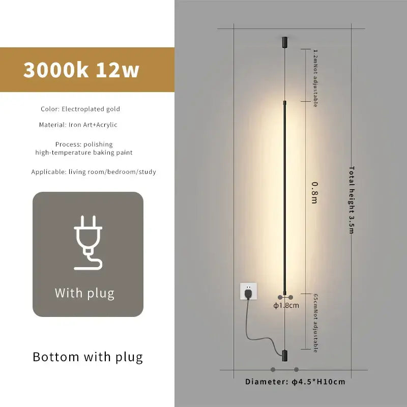 Minimalist matte black cylindrical pendant light strip bedroom