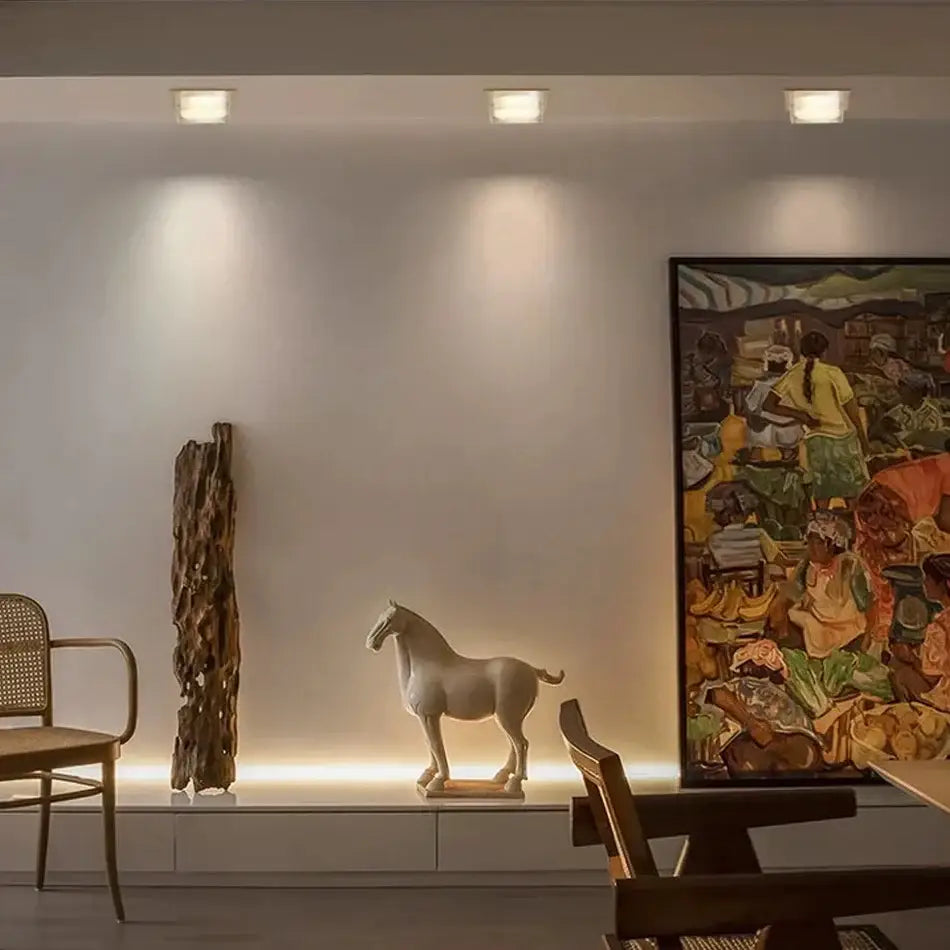 Minimalist off white ceramic horse figurine living room spot light