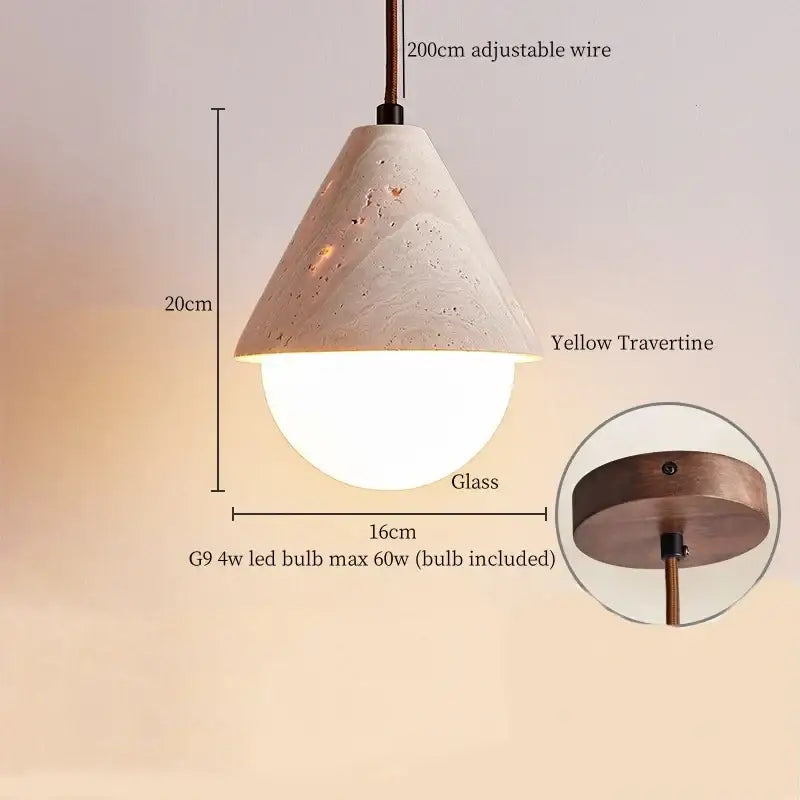 Minimalist off white creative stone led pendant light dining room