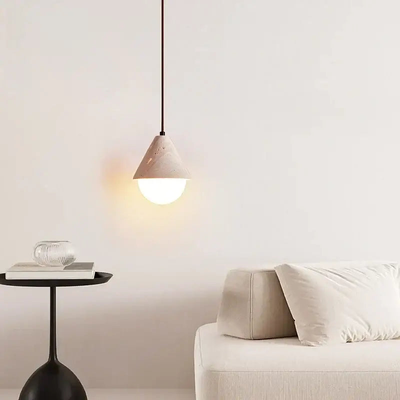 Minimalist off white creative stone led pendant light dining room