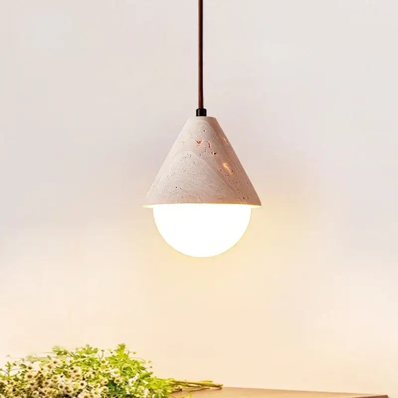 Minimalist off white creative stone led pendant light dining room