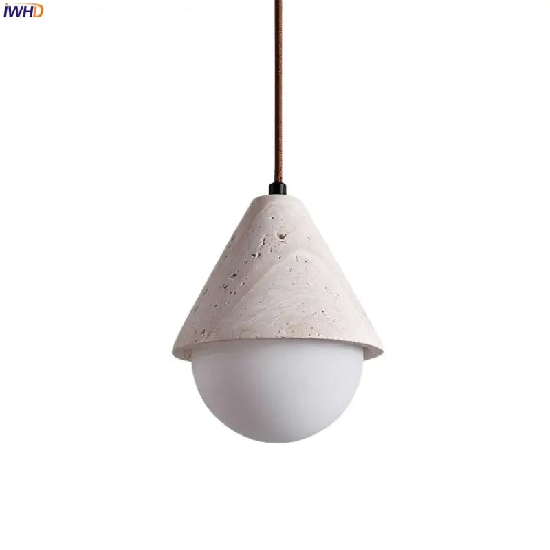 Minimalist off white creative stone led pendant light dining room