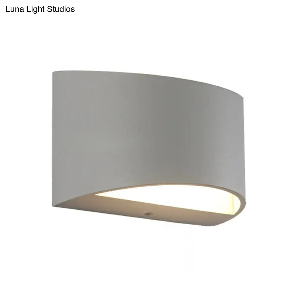 Minimalist off white led wall light bedroom curved metal sconce