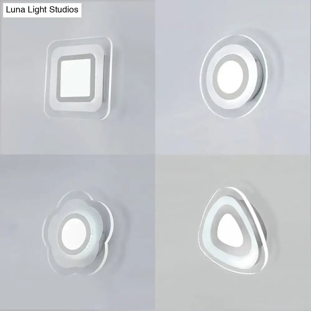 Minimalist off white square led wall lamp bedroom triangle round light