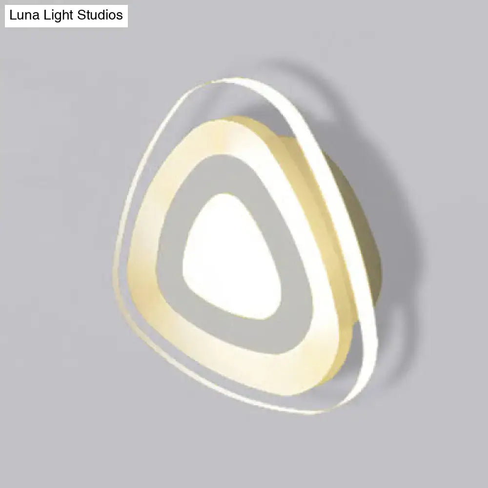 Minimalist off white square led wall lamp bedroom triangle round light