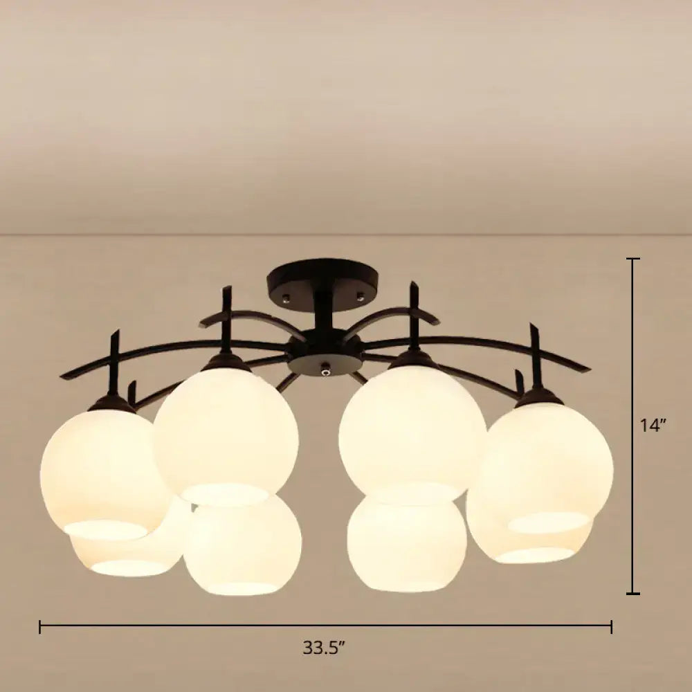 Minimalist opal glass black chandelier living room light