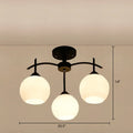 Minimalist opal glass black chandelier living room light