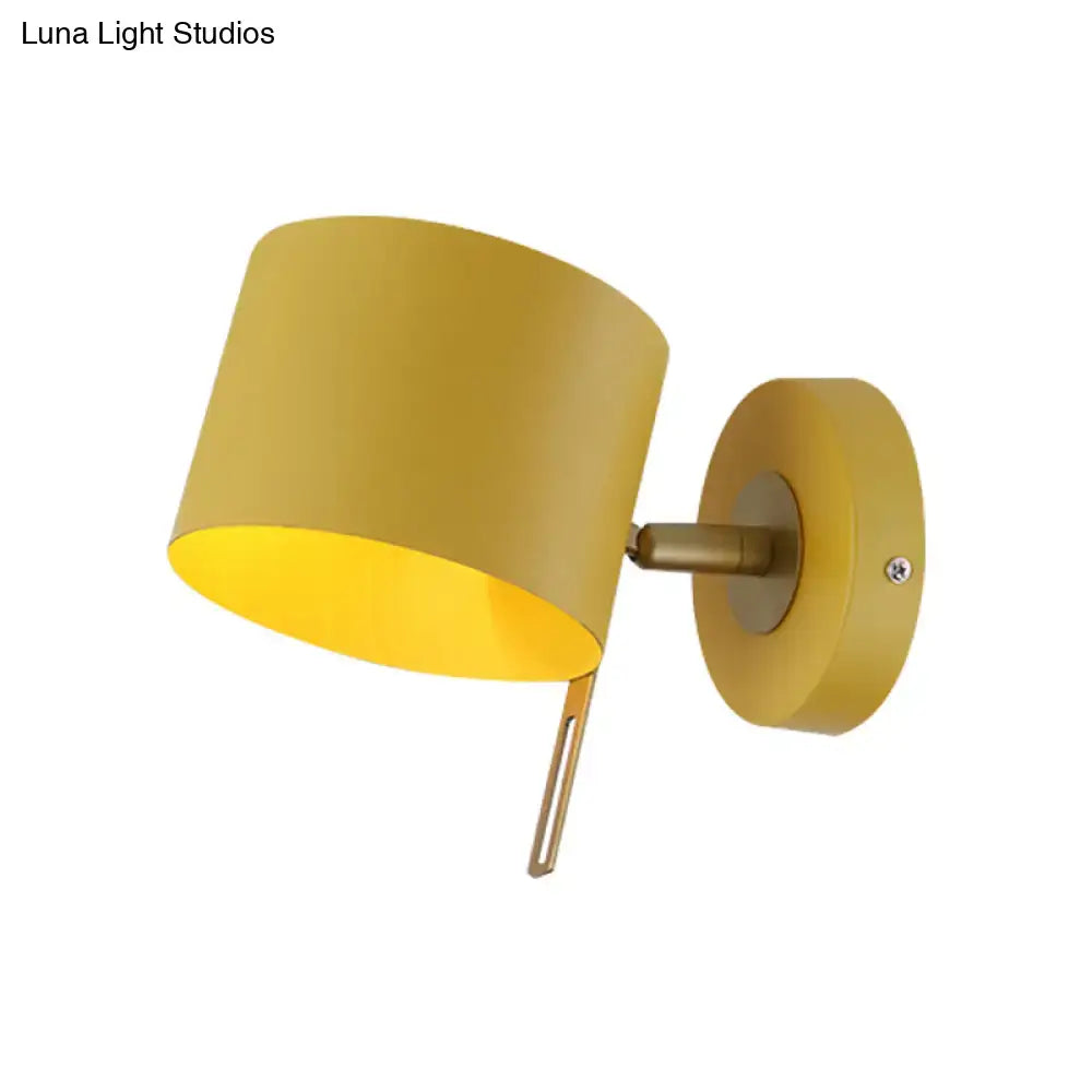 Minimalist pink and brass cylinder wall sconce – corridor light