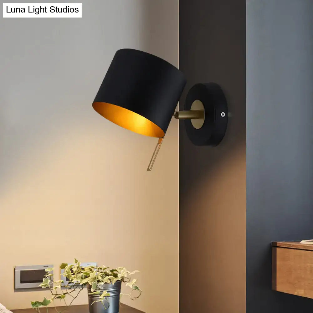 Minimalist pink and brass cylinder wall sconce – corridor light
