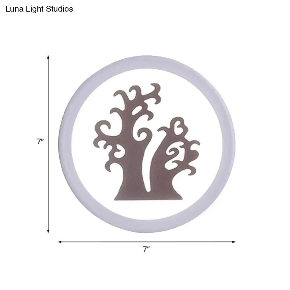 Minimalist tree silhouette acrylic wall lamp white & coffee bedroom