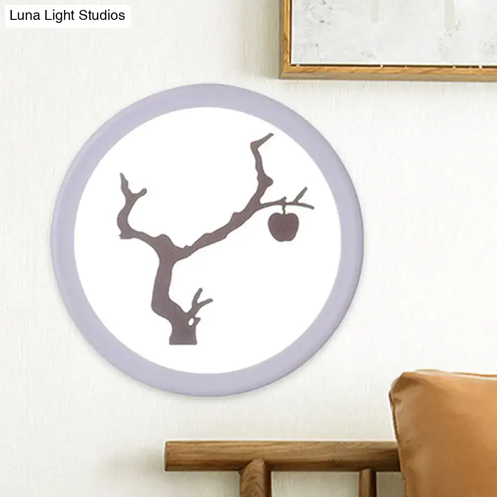 Minimalist tree silhouette acrylic wall lamp white & coffee bedroom