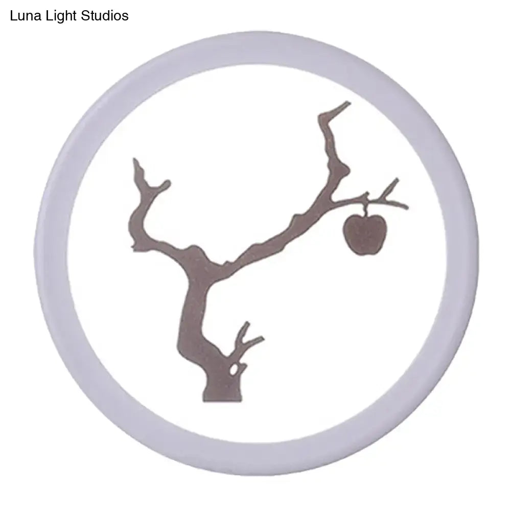 Minimalist tree silhouette acrylic wall lamp white & coffee bedroom