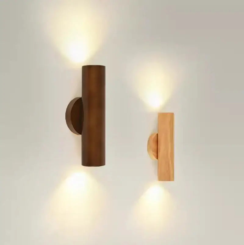 Minimalist walnut & natural led wood wall lamp for bedroom