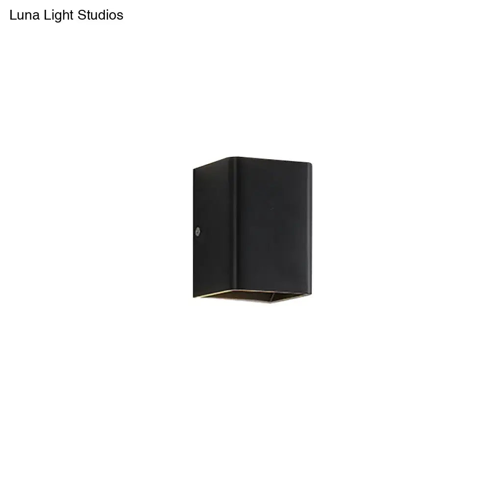 Minimalist white and brass wall lamp bedroom cube shade sconce
