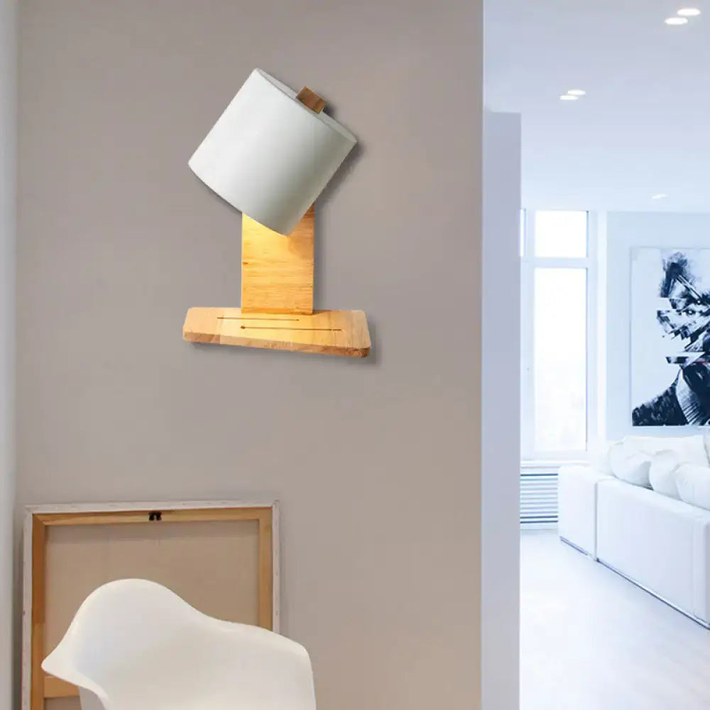 Minimalist white and green nordic wood wall sconce bedroom light
