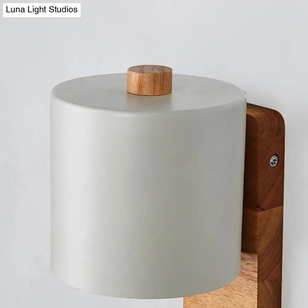 Minimalist white and green nordic wood wall sconce bedroom light