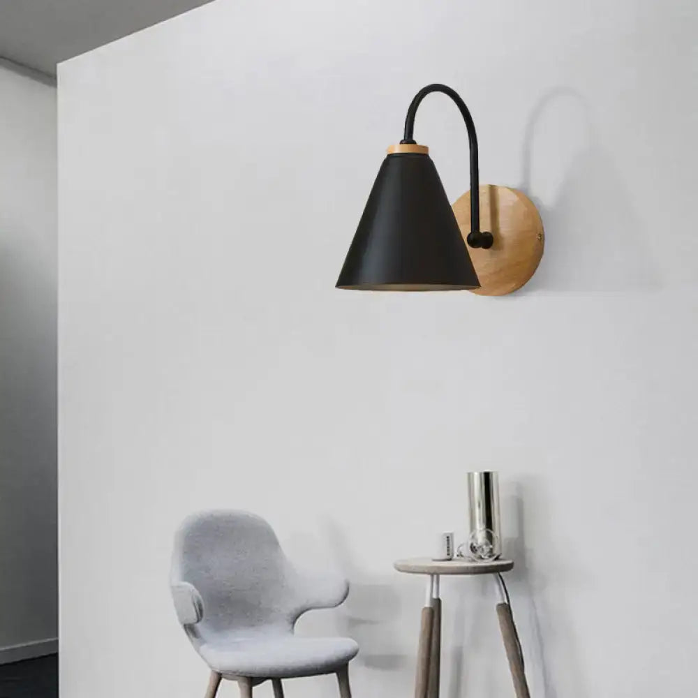 Minimalist white & black conical wall sconce bedroom wall light