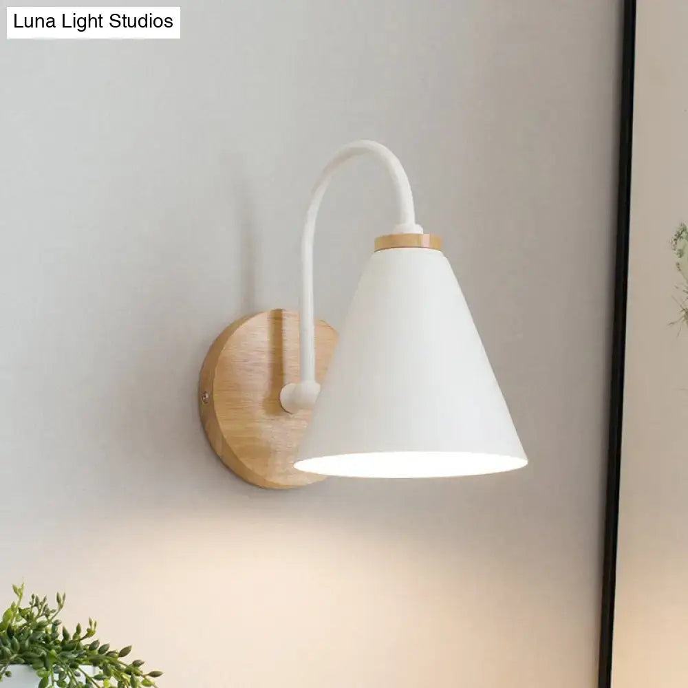 Minimalist white & black conical wall sconce bedroom wall light