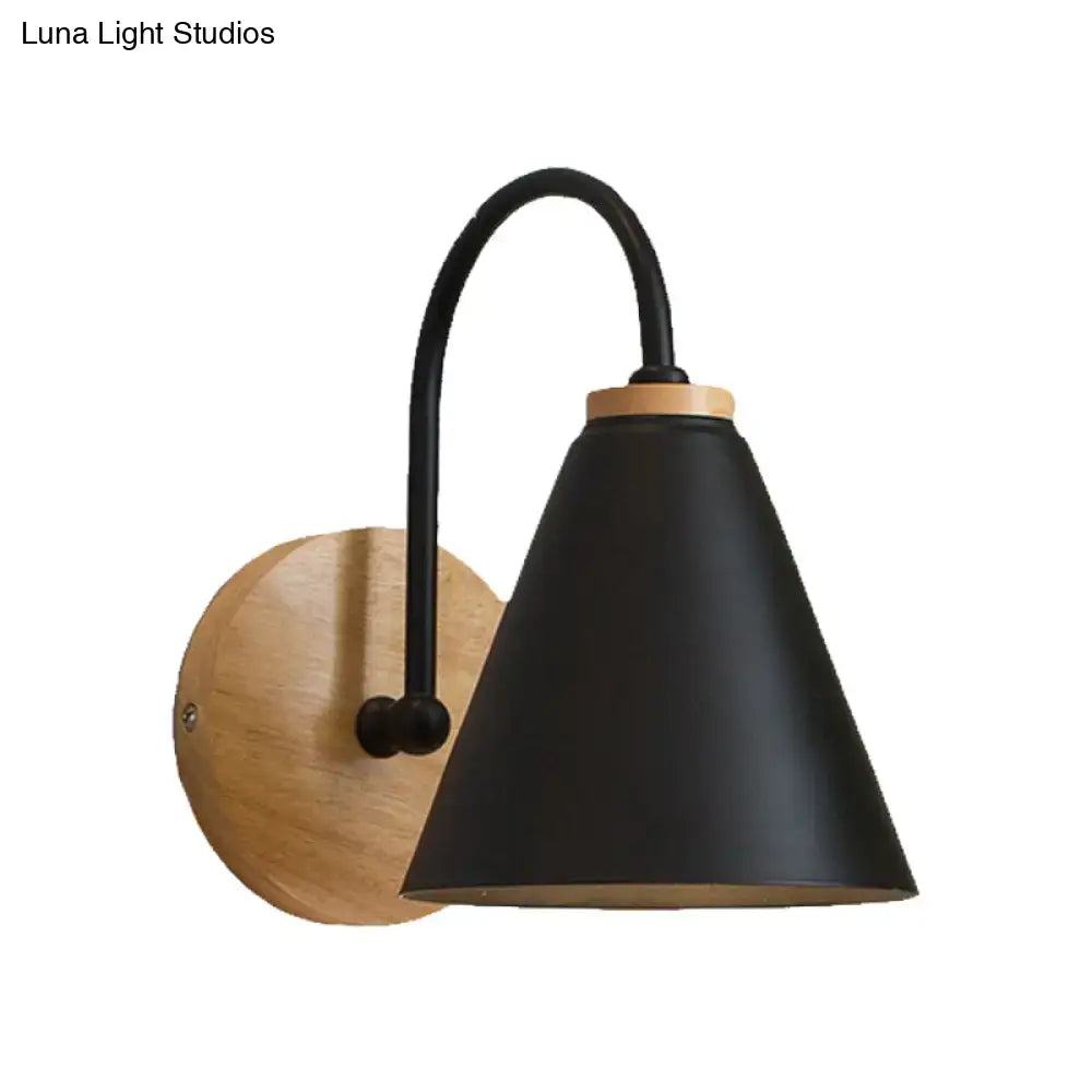 Minimalist white & black conical wall sconce bedroom wall light