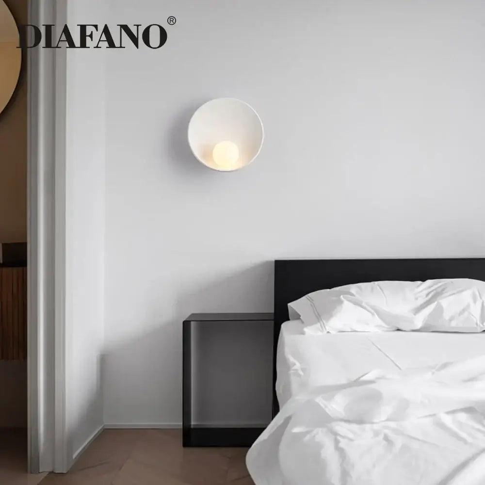 Minimalist white ceramic led wall sconce bedroom lighting