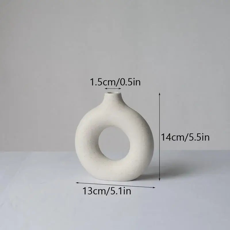 Minimalist white decorbites ceramic donut vase set living room