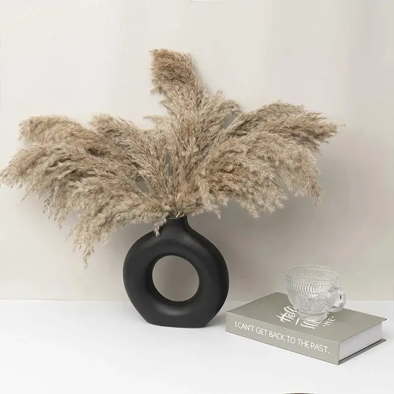 Minimalist white decorbites ceramic donut vase set living room