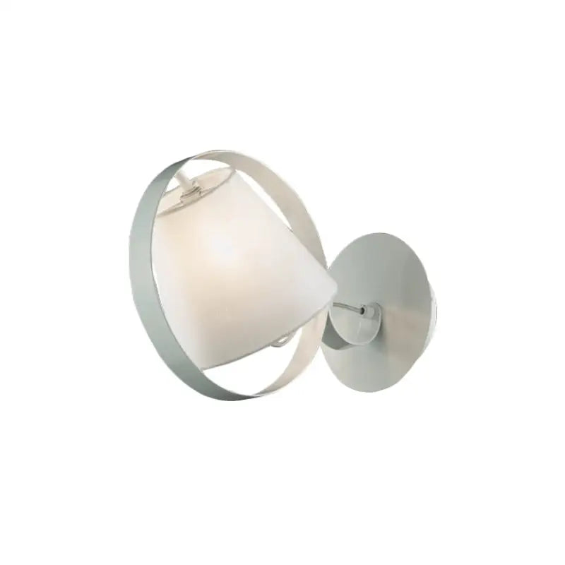 Minimalist white fabric wall light with metal ring bedroom sconce