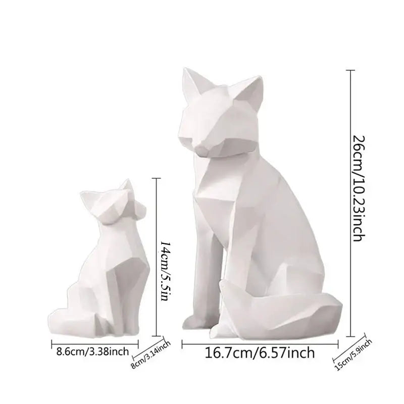 Minimalist white geometric fox sculpture living room decor