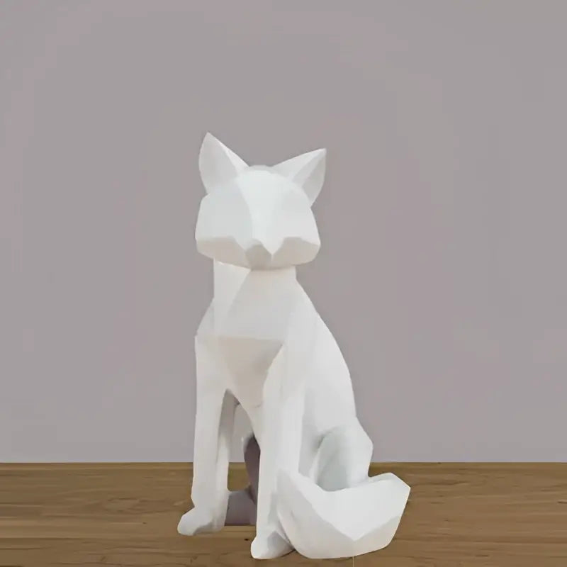 Minimalist white geometric fox sculpture living room decor
