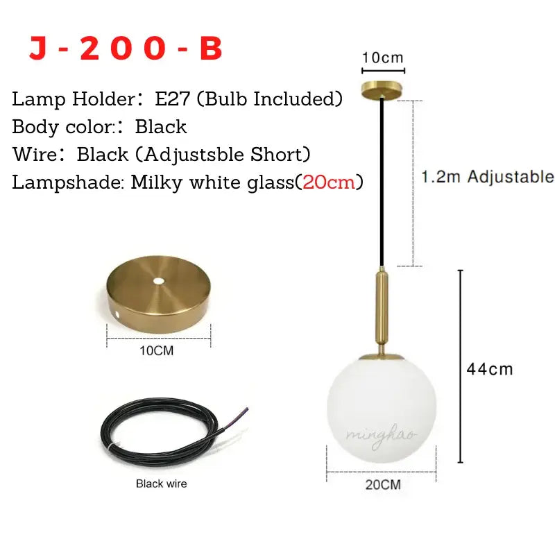 Minimalist white glass ball pendant light – dining room fixture