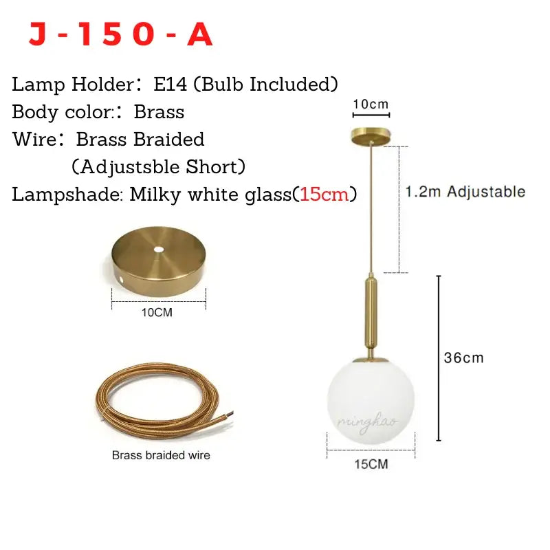 Minimalist white glass ball pendant light – dining room fixture