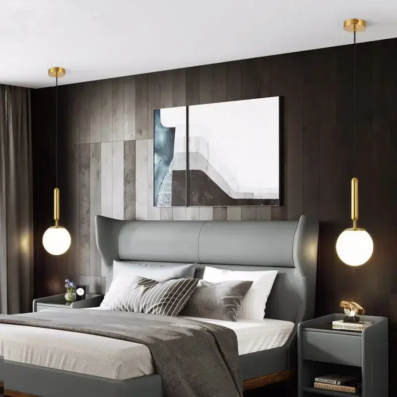 Minimalist white glass ball pendant light – dining room fixture