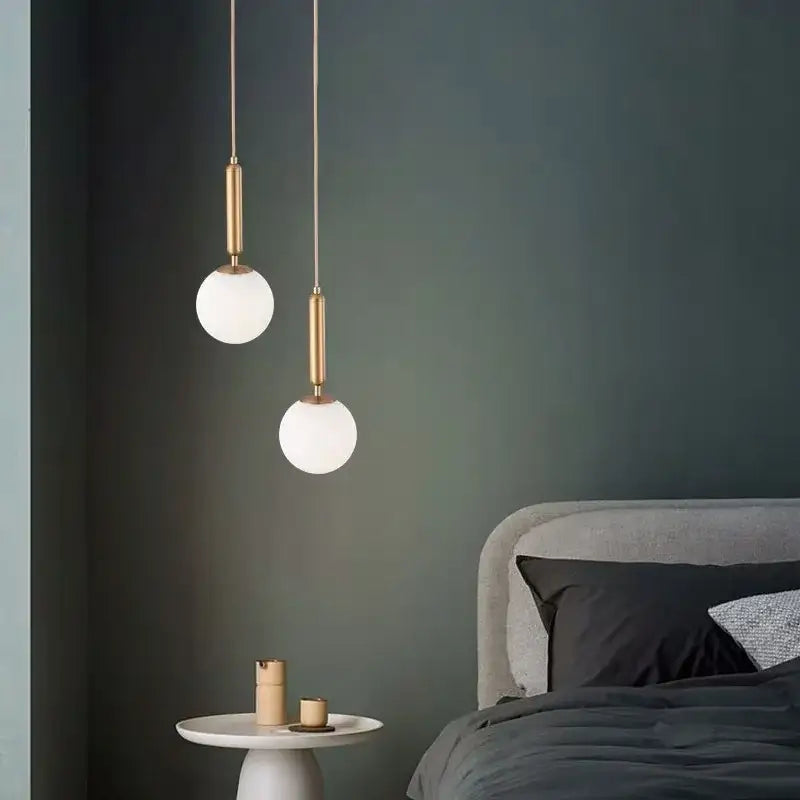 Minimalist white glass ball pendant light – dining room fixture