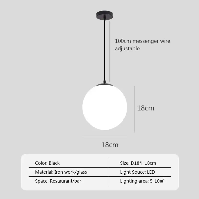 Minimalist white glass ball pendant lights for dining room