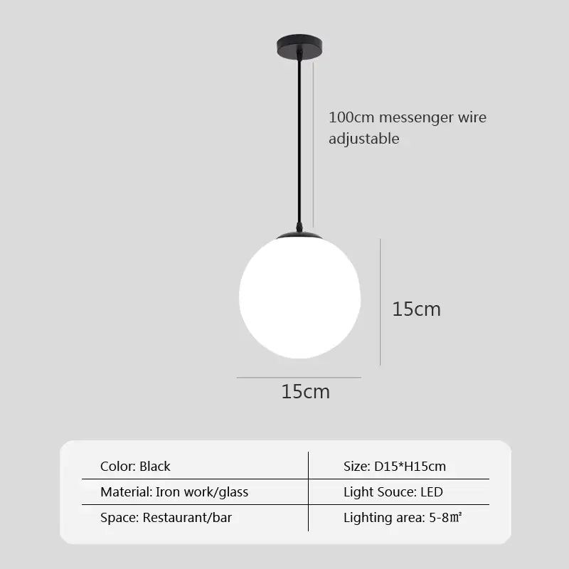 Minimalist white glass ball pendant lights for dining room