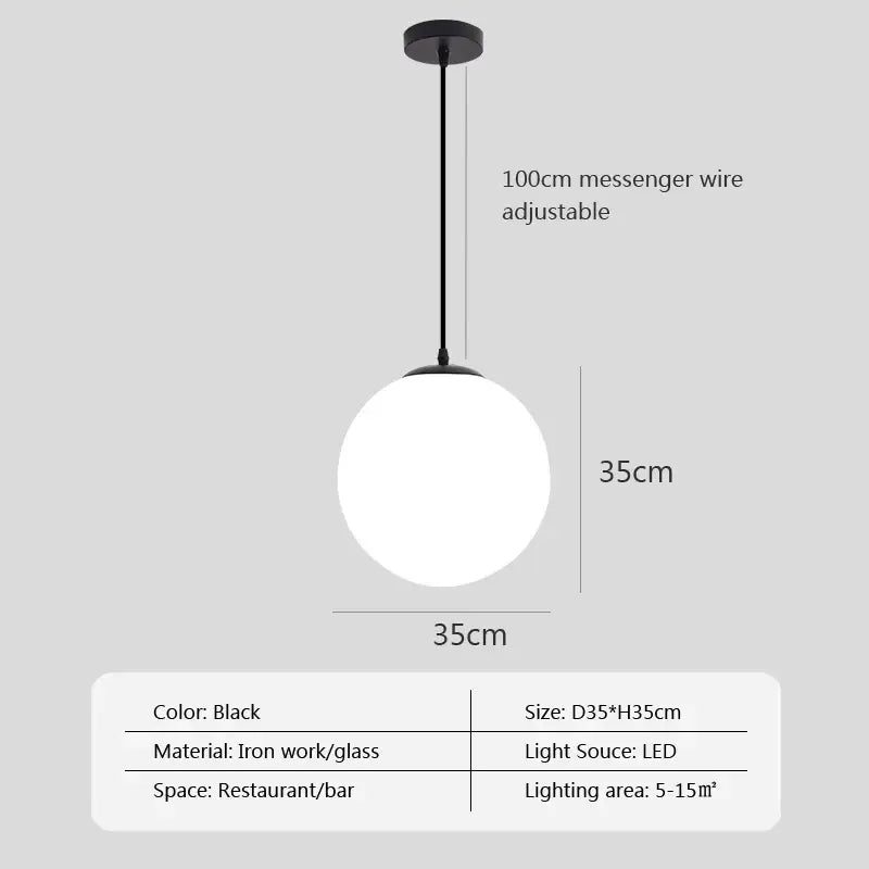 Minimalist white glass ball pendant lights for dining room