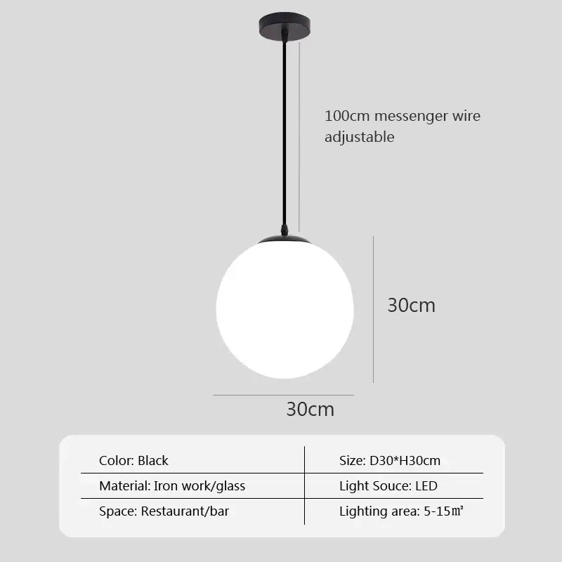 Minimalist white glass ball pendant lights for dining room