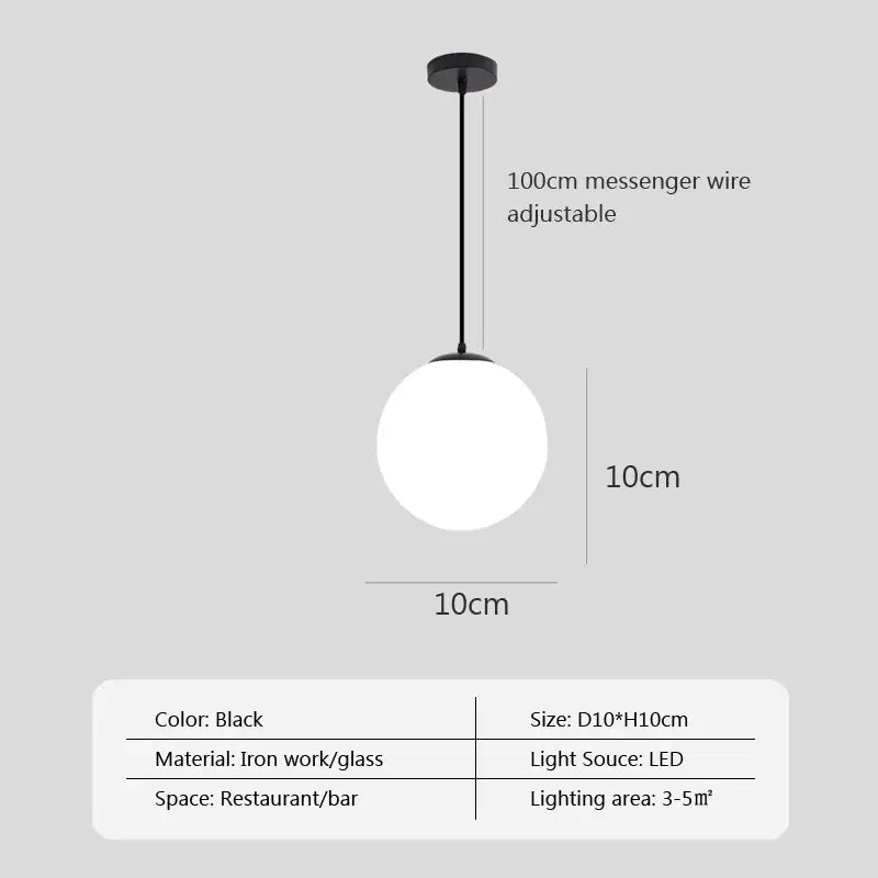 Minimalist white glass ball pendant lights for dining room