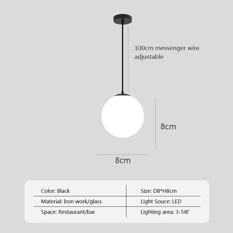 Minimalist white glass ball pendant lights for dining room