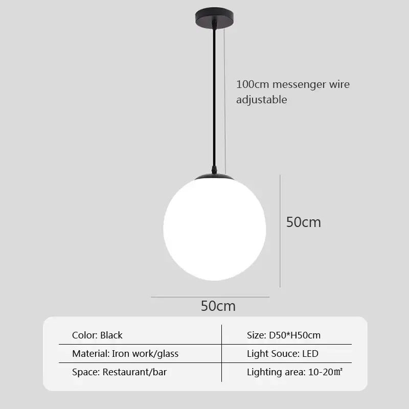 Minimalist white glass ball pendant lights for dining room