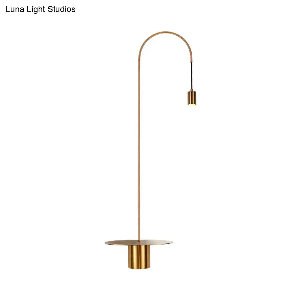 Minimalist white gooseneck wall sconce with shelf bedroom wall light