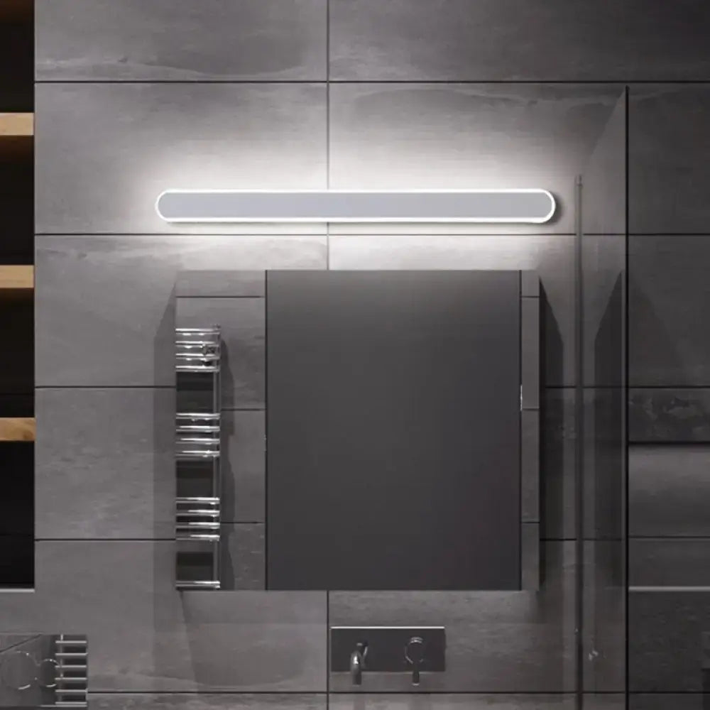 Minimalist white led mirror wall sconce bathroom warm white light