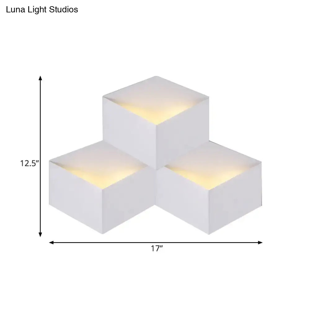 Minimalist white metallic geometric wall mount light for corridor