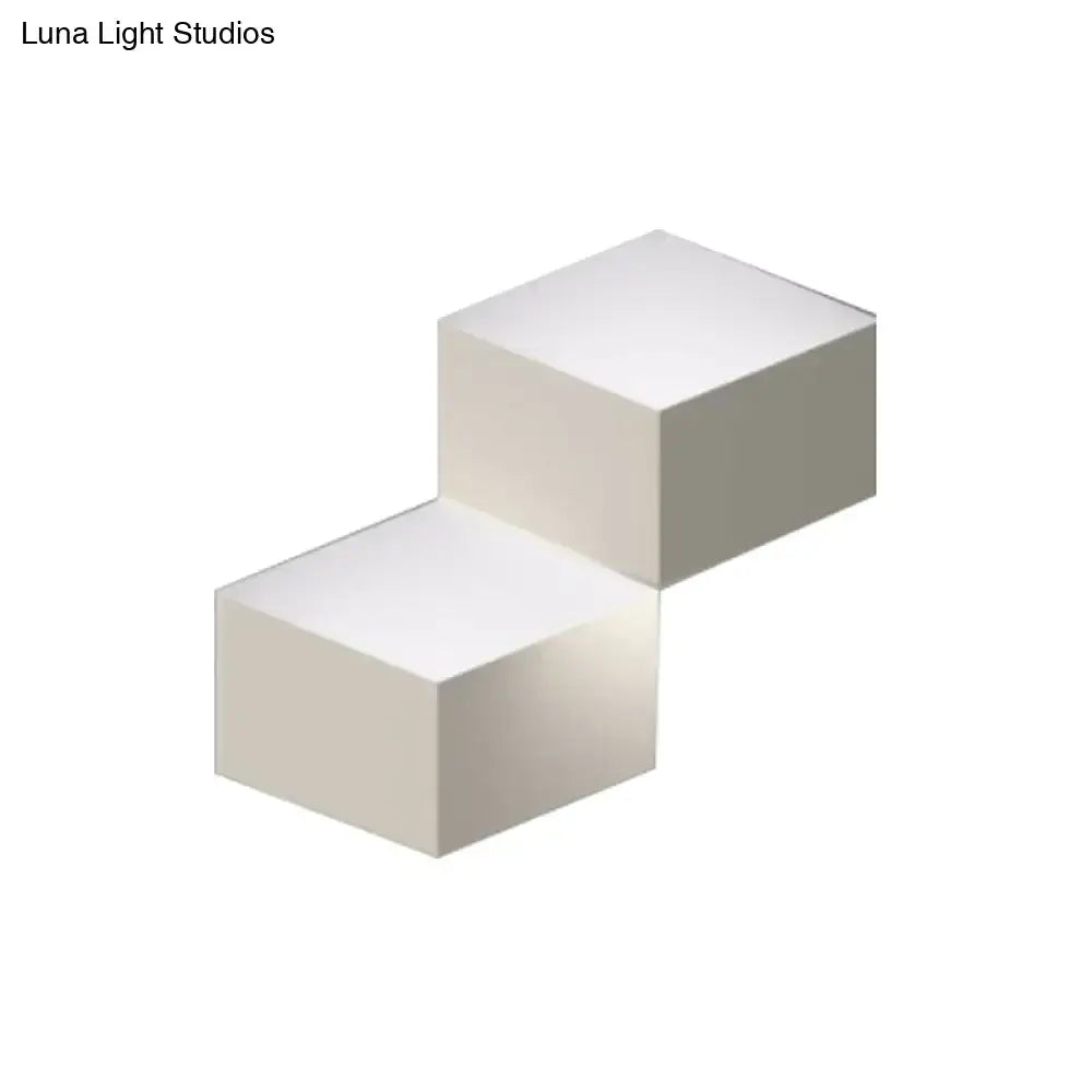 Minimalist white metallic geometric wall mount light for corridor