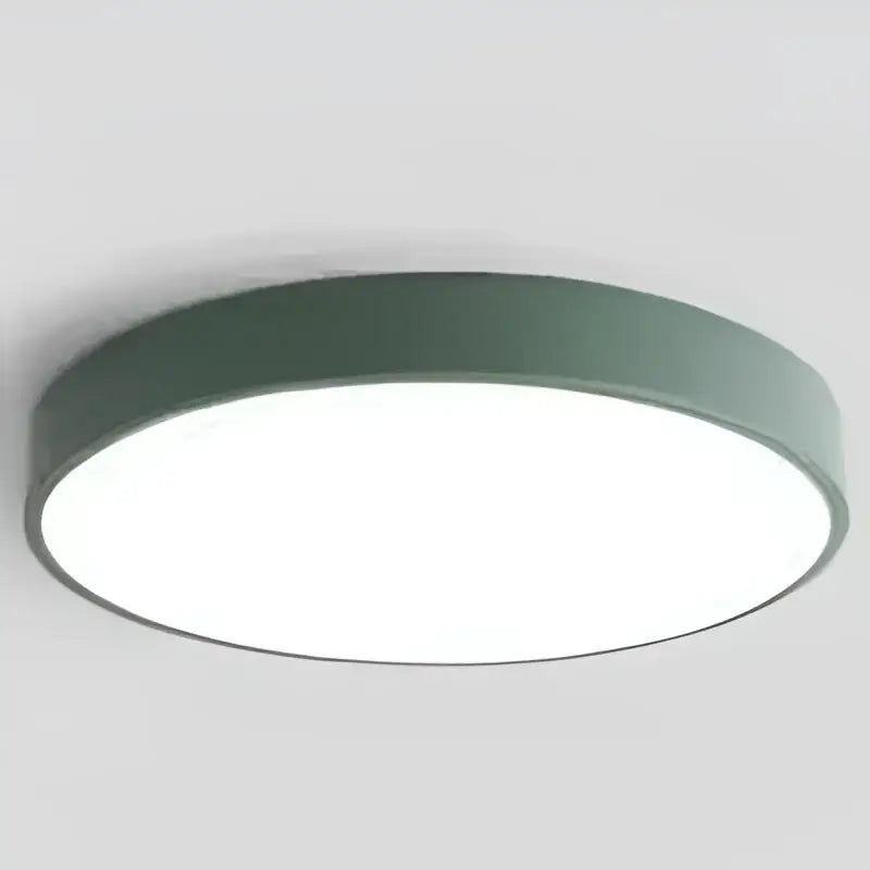 Minimalist white pink & green colorful round led ceiling light bedroom